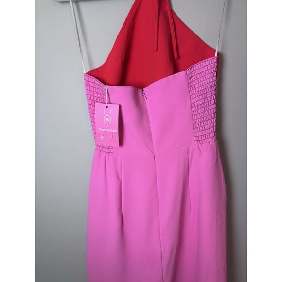 Amanda Uprichard pink and red halter tie mini dress Size XS NWT - Picture 16 of 16